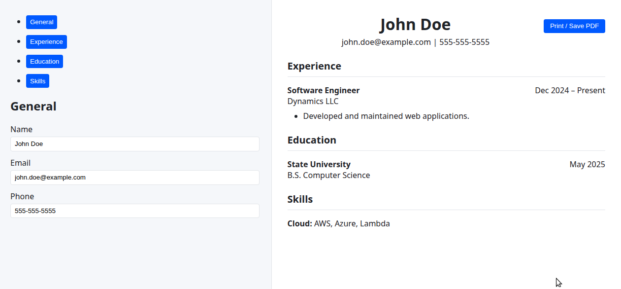 CV Builder Application
